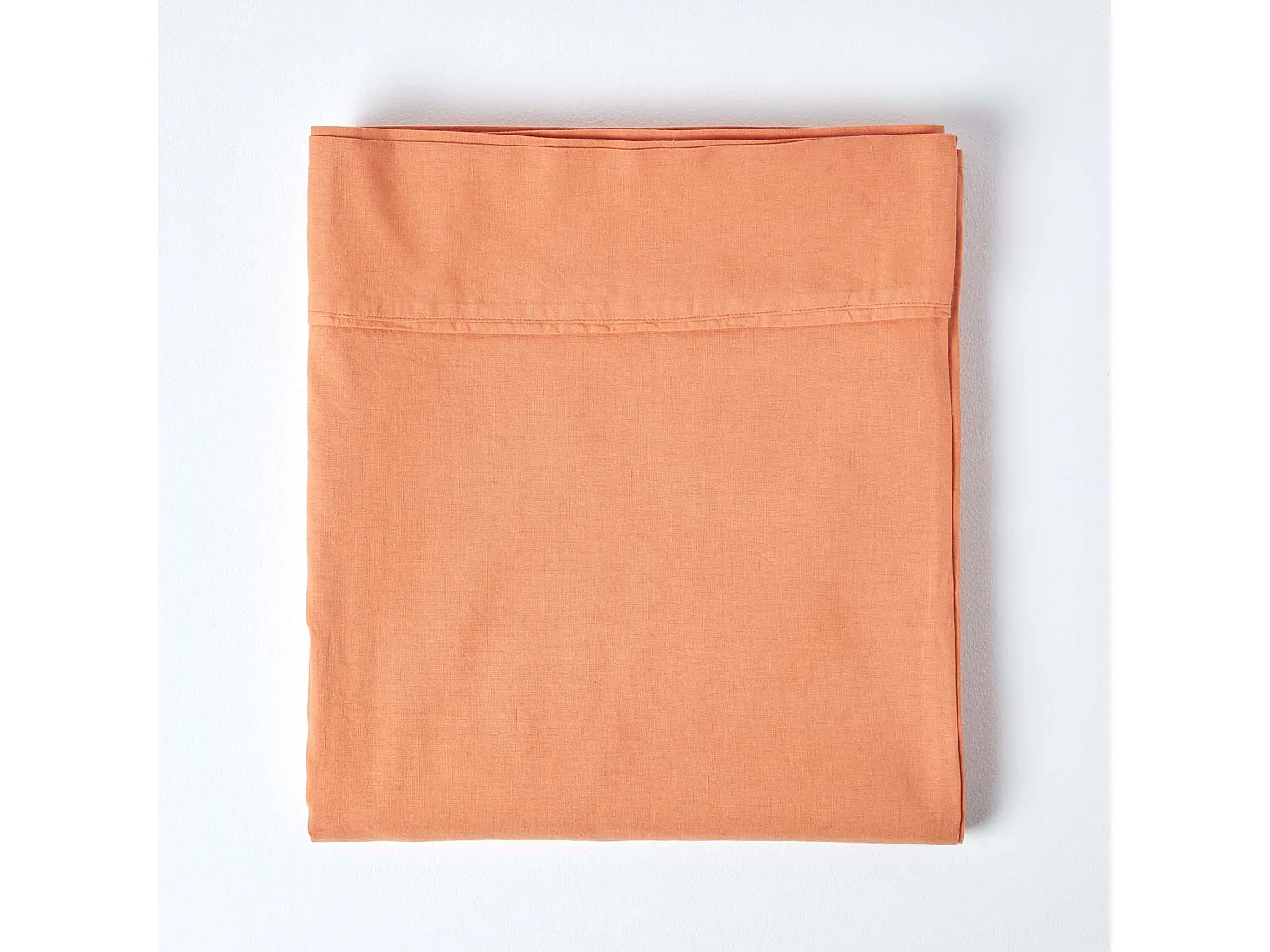 Homescapes Burnt Orange Linen Flat Sheet, King