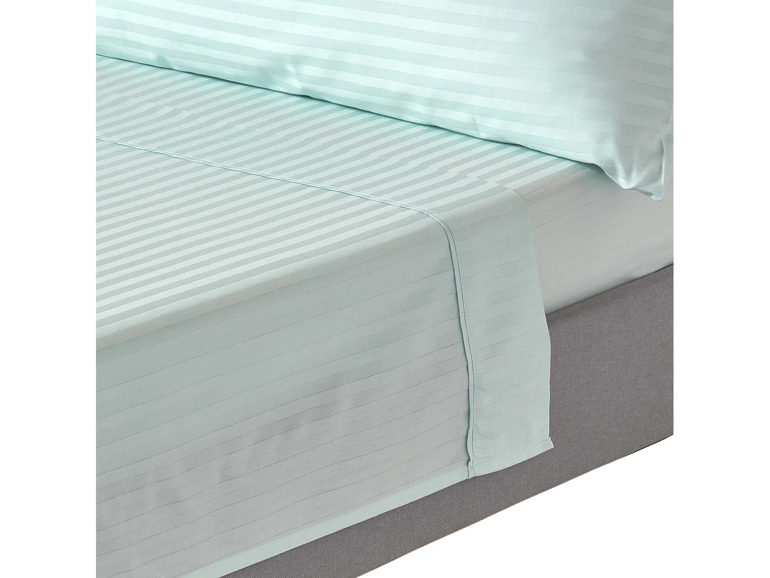 Homescapes Blue Egyptian Cotton Satin Stripe Flat Sheet 330 TC, Single