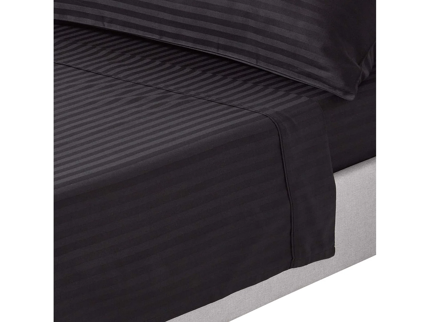 Homescapes Black Egyptian Cotton Satin Stripe Flat Sheet 330 TC, Single