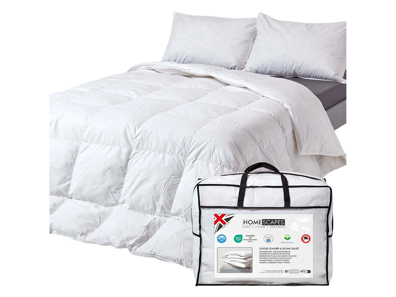 Homescapes Goose Feather and Down 2.5 Tog Single Summer Duvet