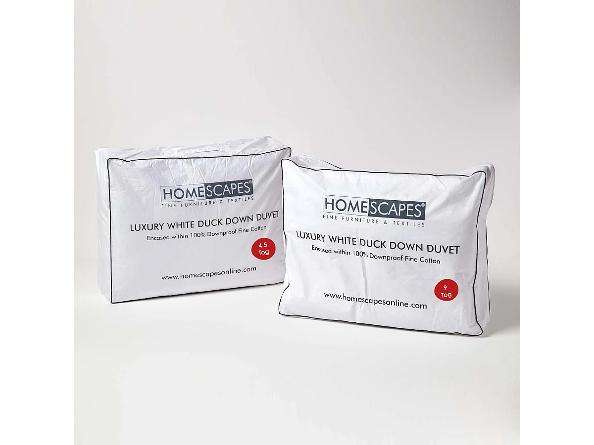 Homescapes Luxury White Duck Down 13.5 Tog All Seasons Duvet, Super King