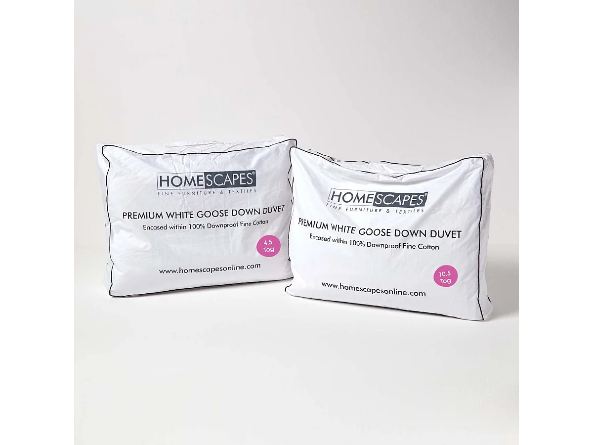 Homescapes Premium White Goose Down 15 Tog All Seasons Duvet, Double
