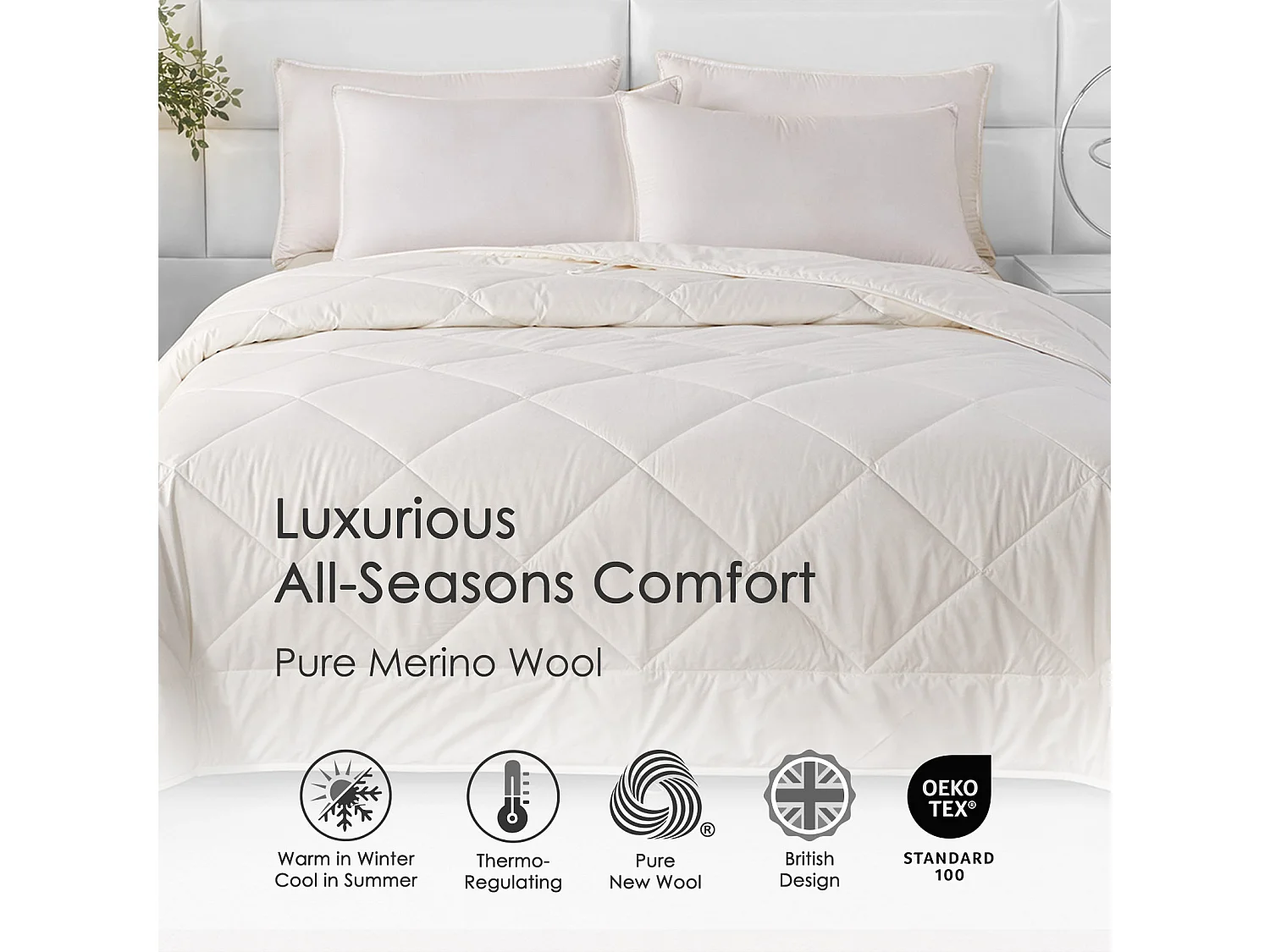Homescapes Premium Heavy Wool Duvet - Warm & Washable - King