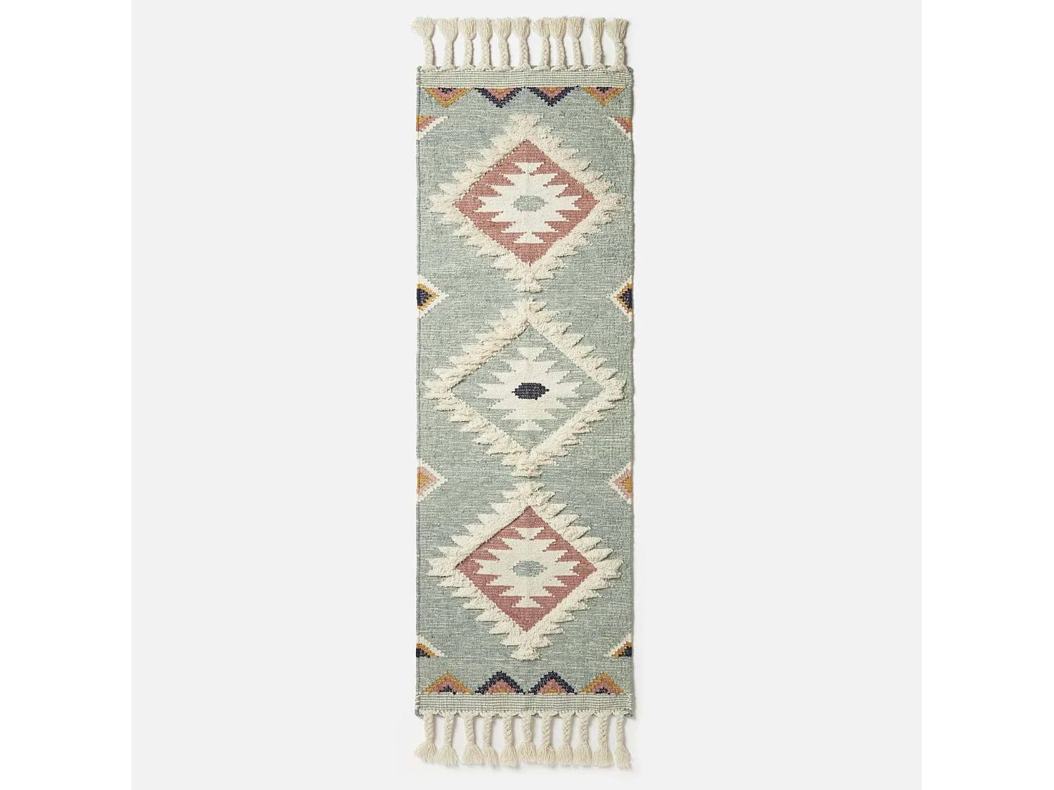 Homescapes Tenali Blue Kilim Runner Wool Rug 66 x 200 cm