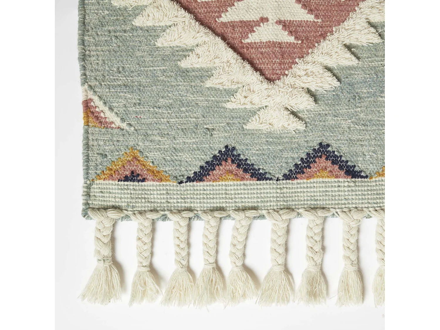 Homescapes Tenali Blue Kilim Runner Wool Rug 66 x 200 cm