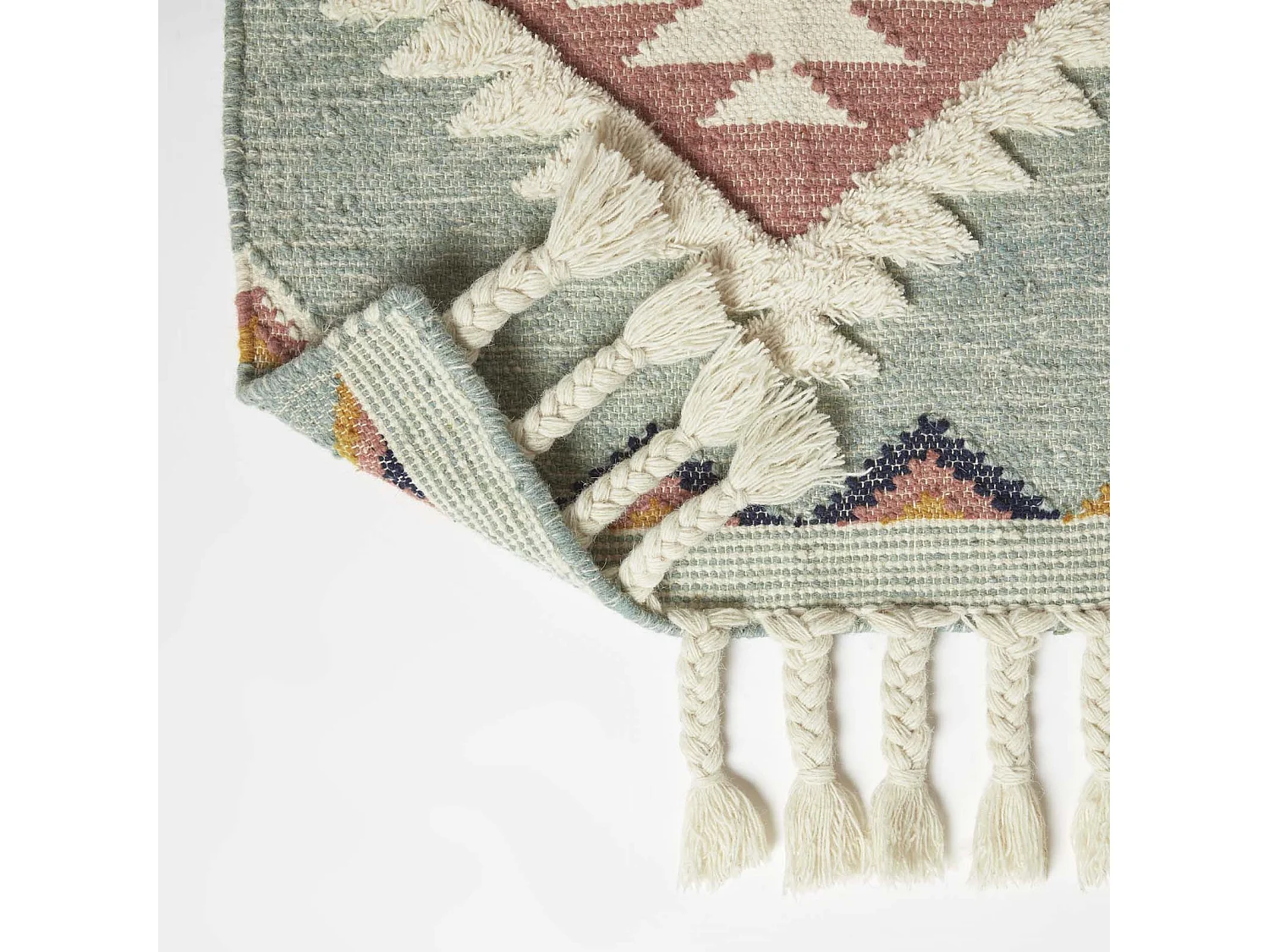 Homescapes Tenali Blue Kilim Runner Wool Rug 66 x 200 cm