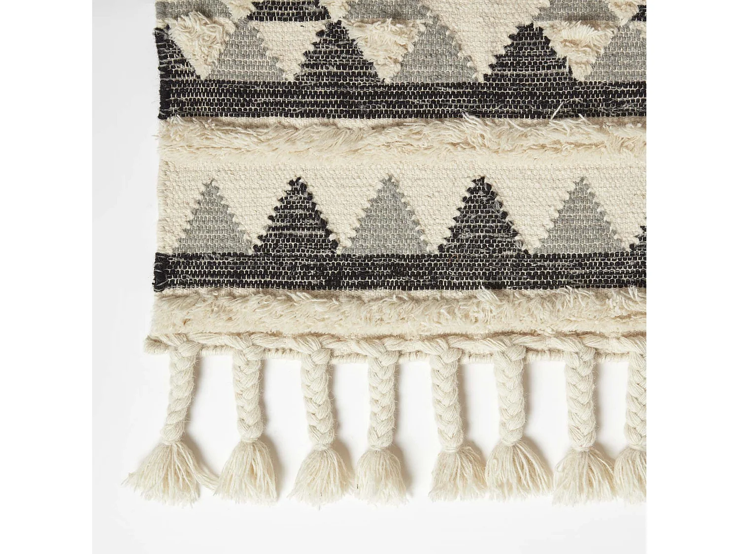 Homescapes Kota Black & Grey Kilim Runner Wool Rug 66 x 200 cm