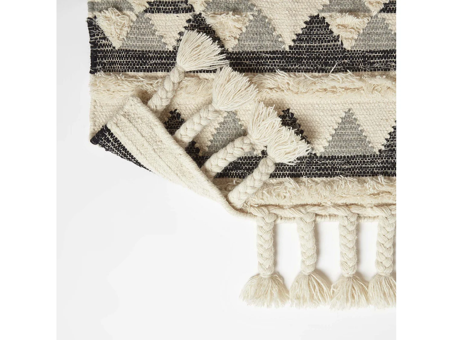 Homescapes Kota Black & Grey Kilim Runner Wool Rug 66 x 200 cm