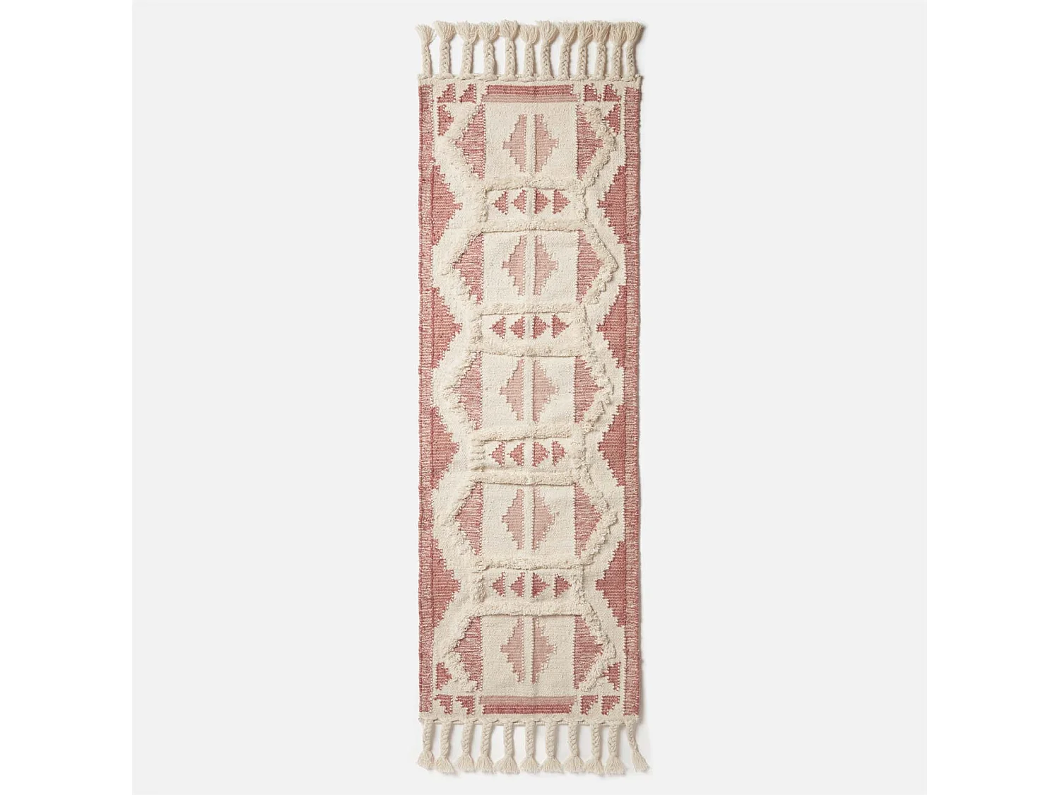Homescapes Satara Pink Kilim Runner Wool Rug 66 x 200 cm