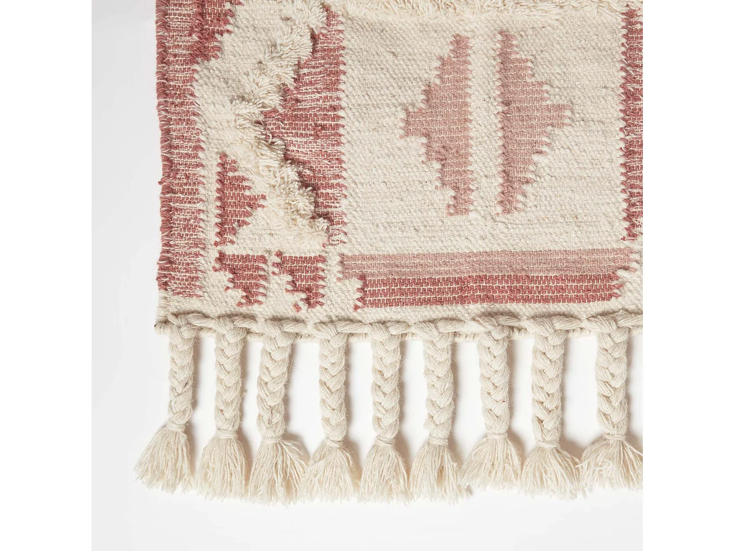 Homescapes Satara Pink Kilim Runner Wool Rug 66 x 200 cm