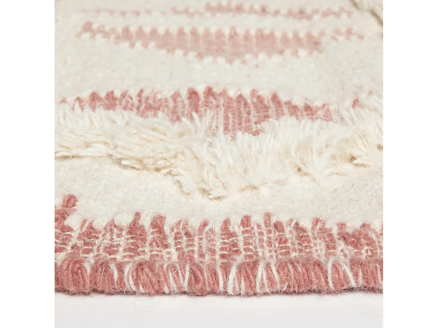 Homescapes Satara Pink Kilim Runner Wool Rug 66 x 200 cm