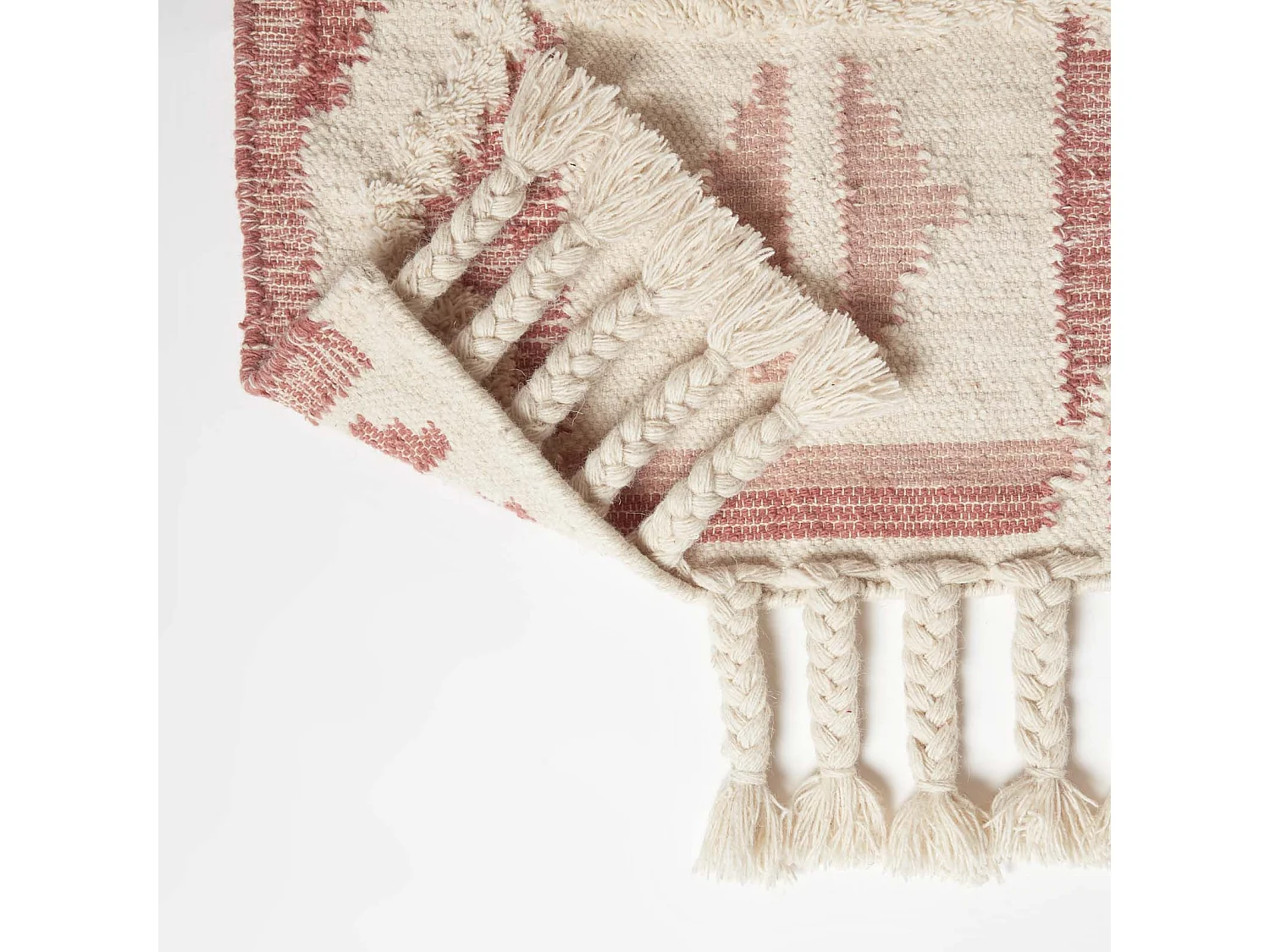 Homescapes Satara Pink Kilim Runner Wool Rug 66 x 200 cm
