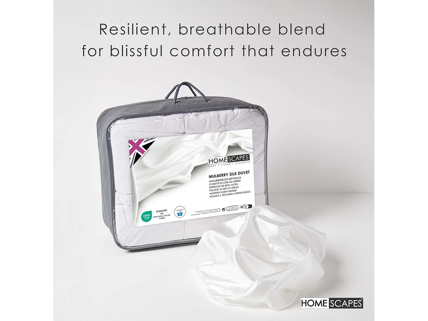 Homescapes Indulgent Pure Mulberry Silk Blend 13.5 Tog Autumn/Winter Duvet, King