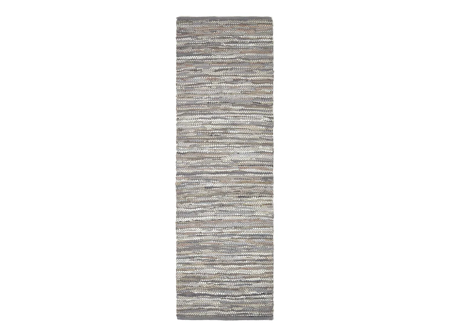 Homescapes Denver Leather Woven Rug Grey Hall Runner