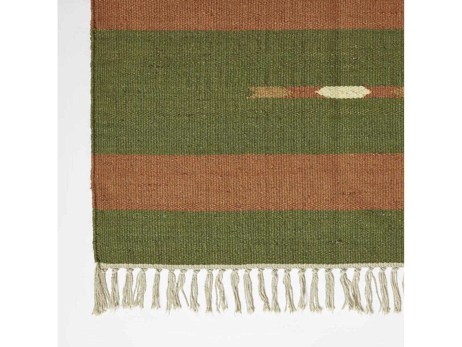 Homescapes Lundi Orange & Green Kilim Runner Cotton & Jute Rug 66 x 200 cm