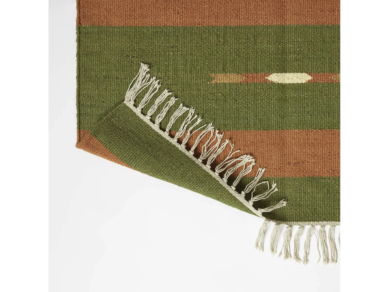 Homescapes Lundi Orange & Green Kilim Runner Cotton & Jute Rug 66 x 200 cm