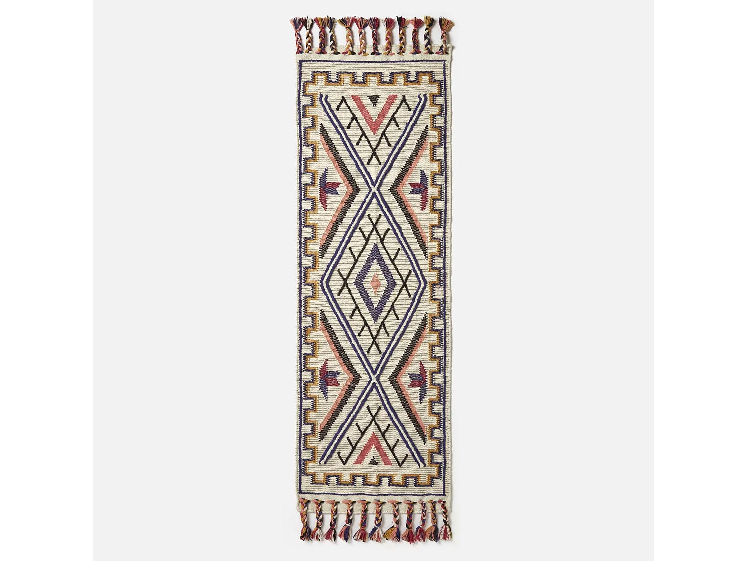 Homescapes Goa Multi Colour Kilim Runner Wool Rug 66 x 200 cm