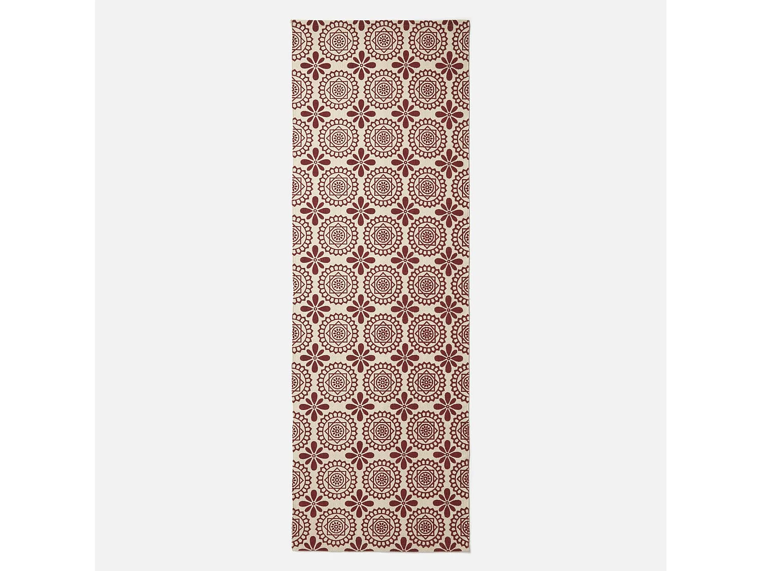 Homescapes Cassia Red Handwoven Cotton Geometric Hallway Runner Rug 66 x 200 cm