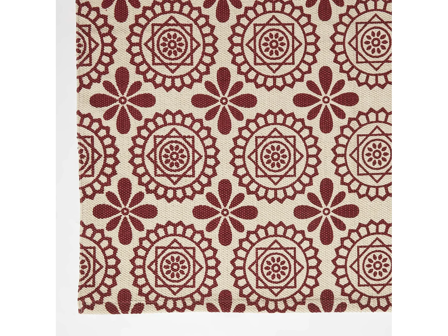 Homescapes Cassia Red Handwoven Cotton Geometric Hallway Runner Rug 66 x 200 cm