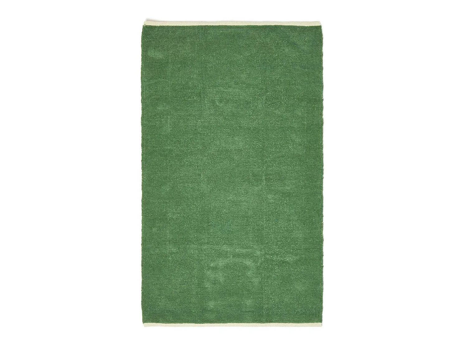 Homescapes Dark Olive 100% Cotton Plain Chenille Rug with Natural Trim, 110 x 170 cm