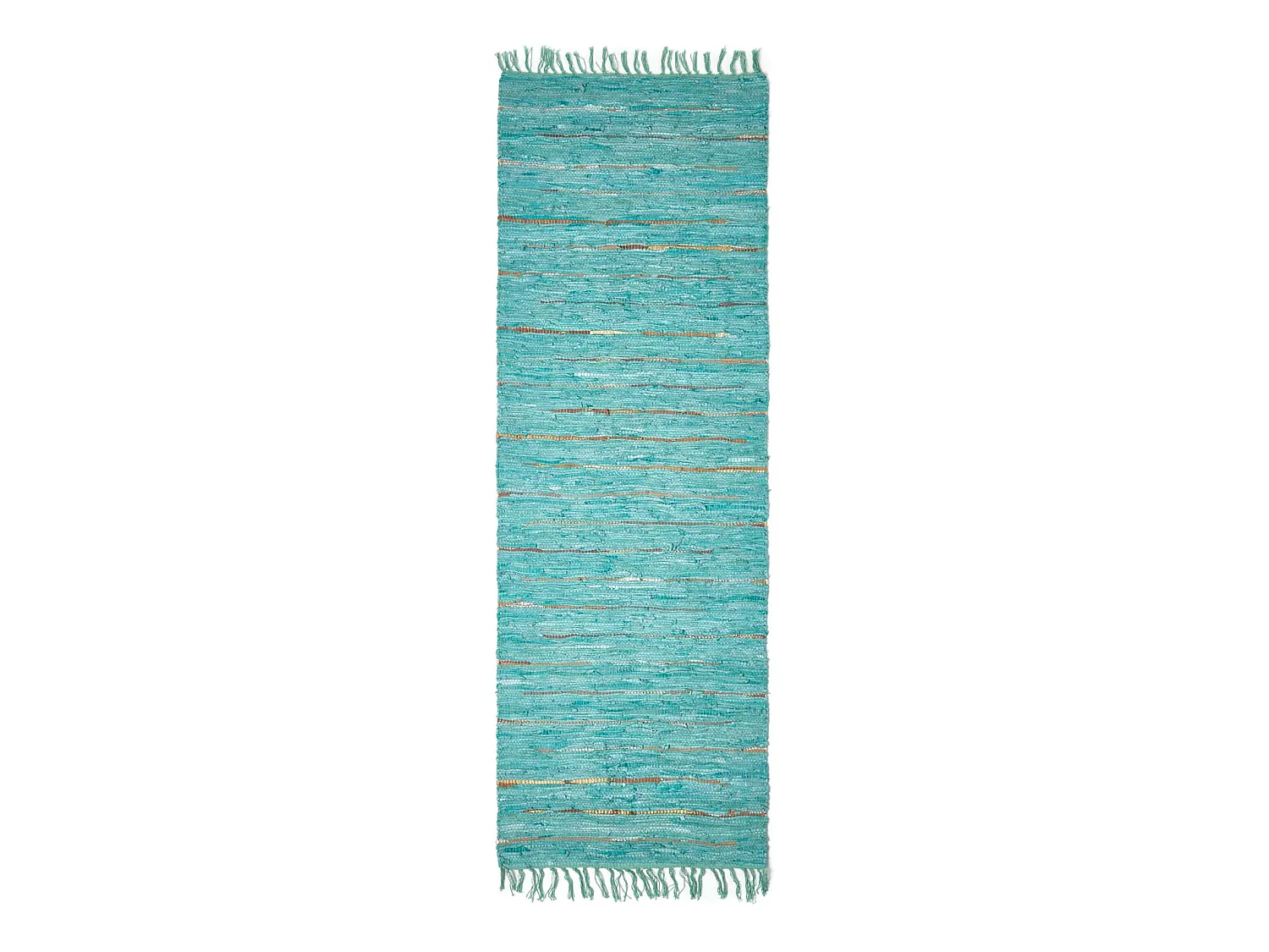 Homescapes Leather Glitter Rug Gold & Turquoise, 66 x 200cm Runner