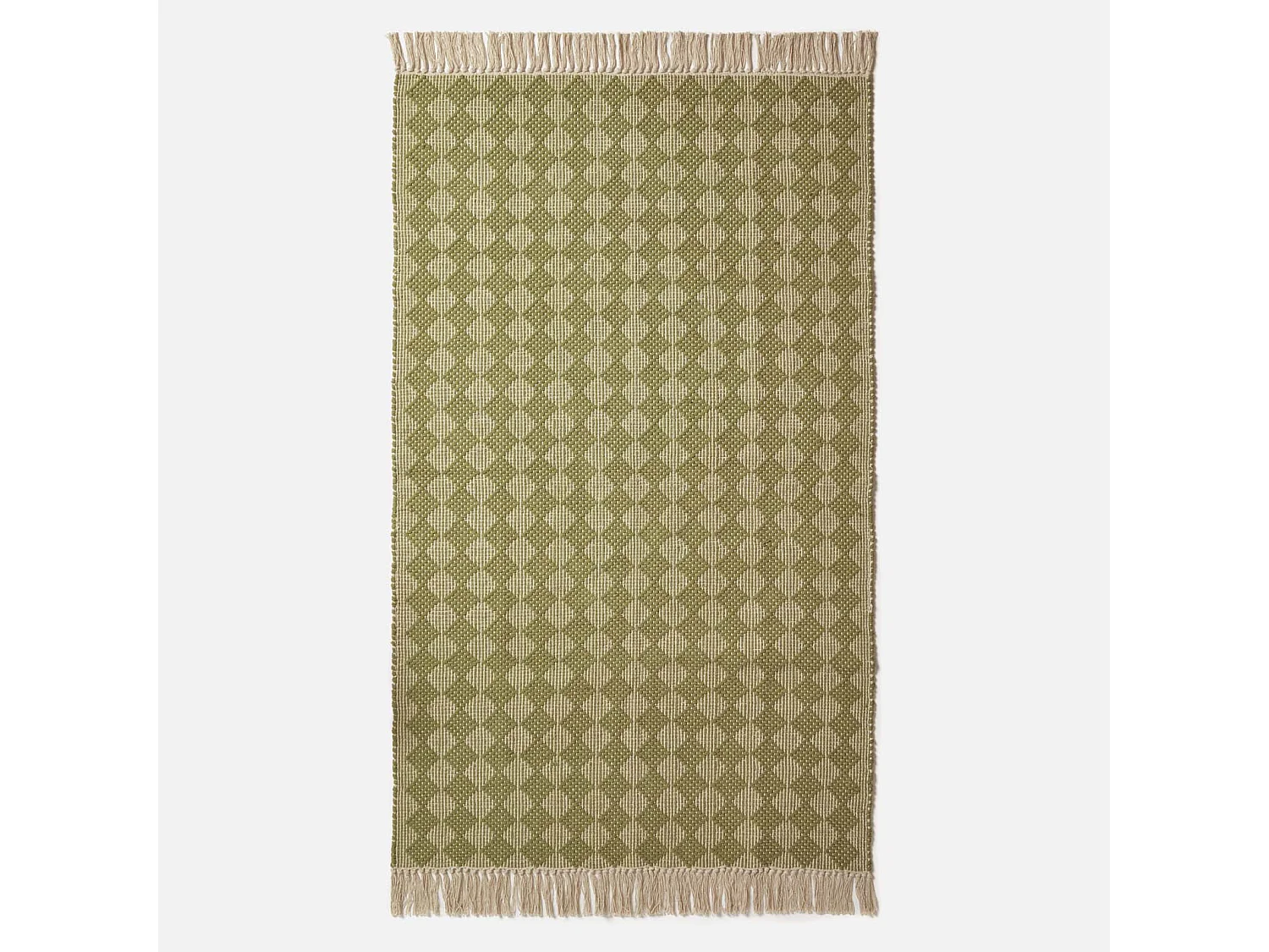 Homescapes Lima Handwoven Green Cotton Textured Rug, 120 x 170 cm