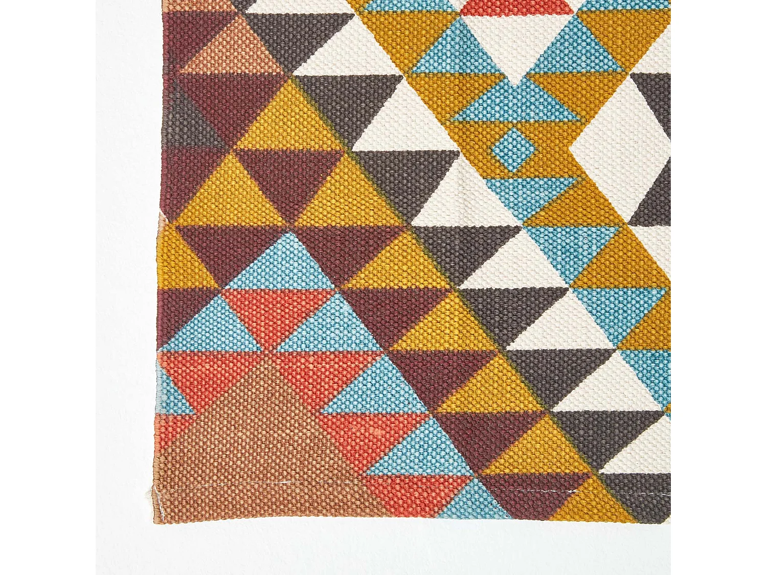 Homescapes Oslo Orange, Brown and Yellow Multi Coloured 100% Cotton Diamond Pattern Rug, 160 x 230 cm