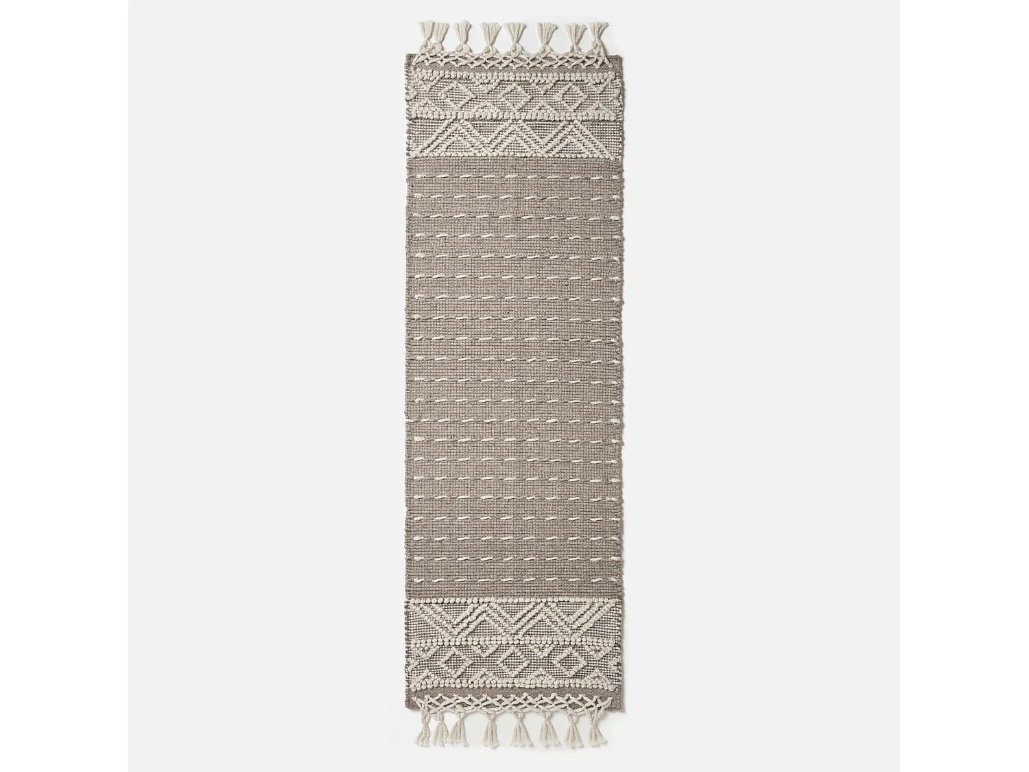 Homescapes Patna Beige & Natural Kilim Runner Wool Rug 66 x 200 cm