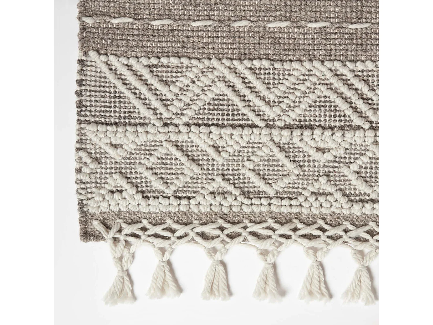 Homescapes Patna Beige & Natural Kilim Runner Wool Rug 66 x 200 cm
