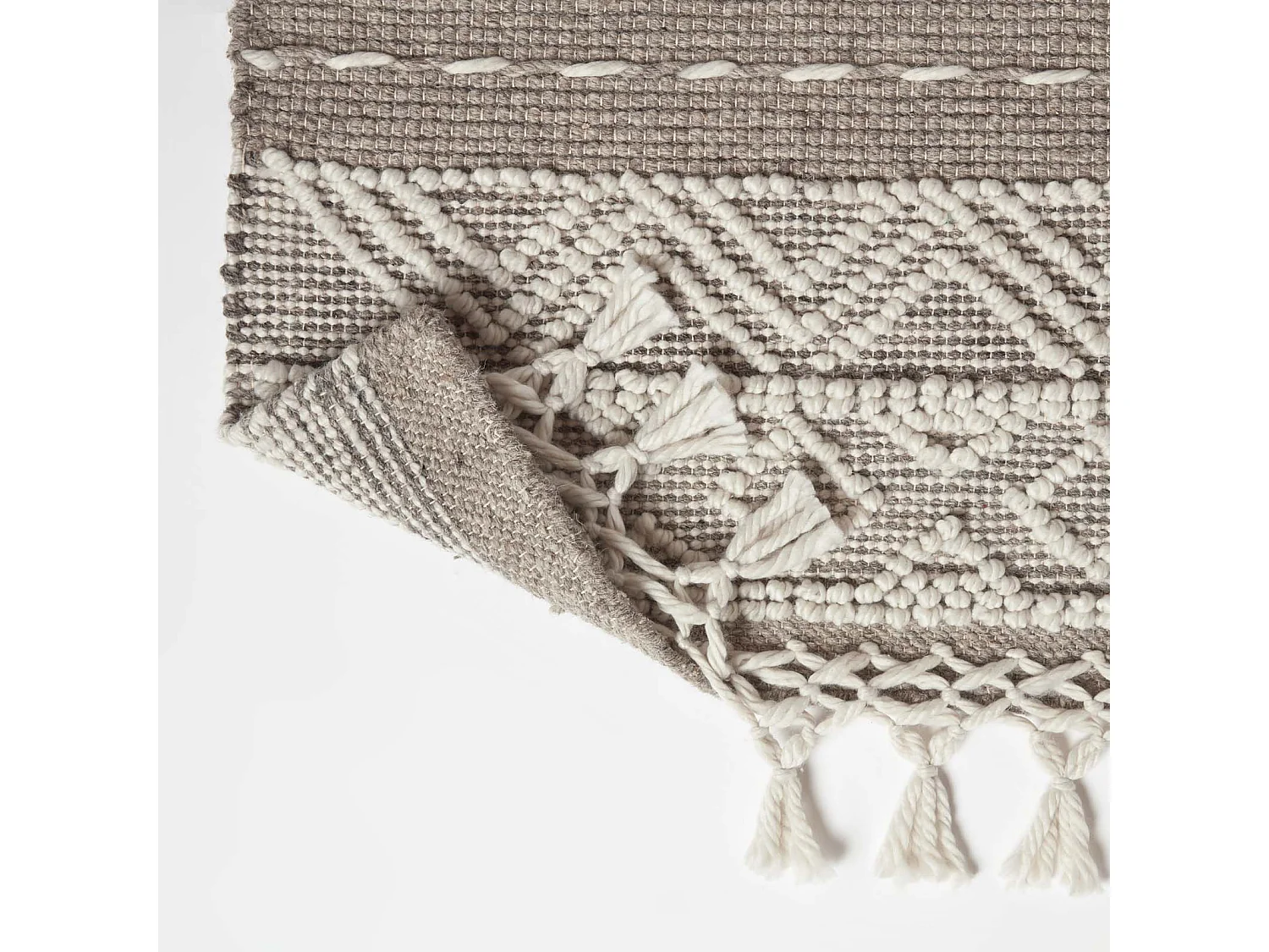 Homescapes Patna Beige & Natural Kilim Runner Wool Rug 66 x 200 cm