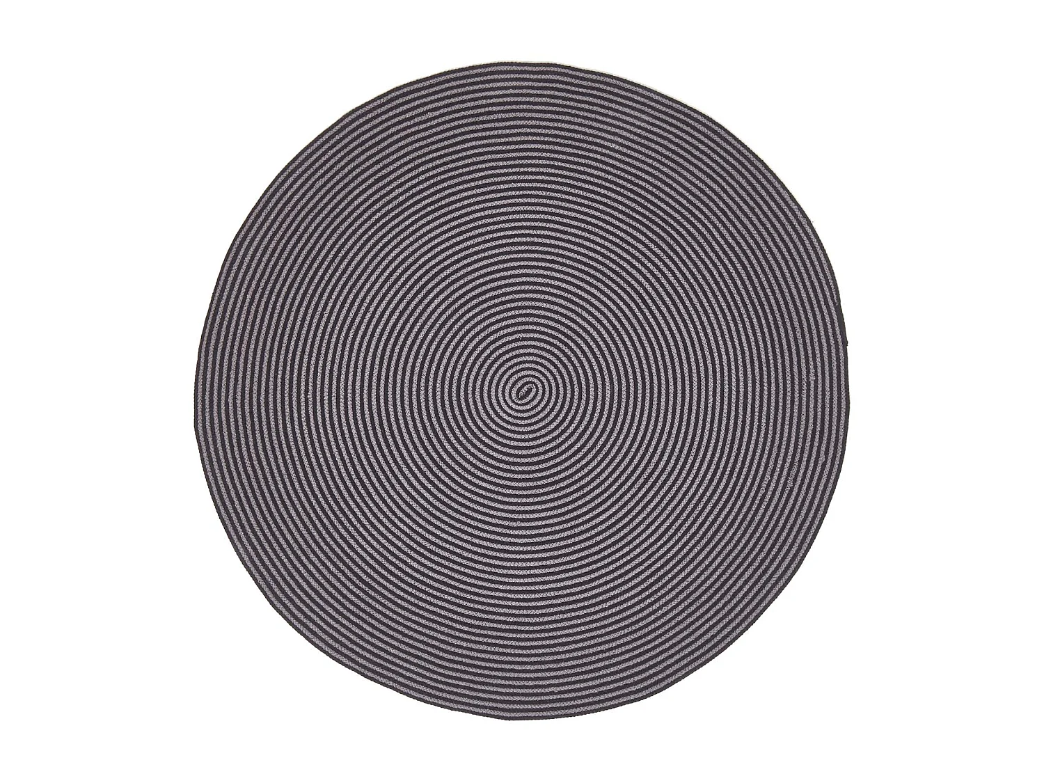 Homescapes Grey and Black Handmade Woven Spiral Braided Rug, 120 cm Round