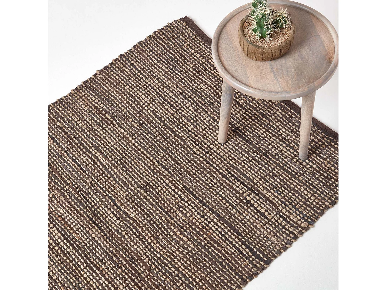 Homescapes Madras Leather Hemp Rug Brown, 120 x 180 cm