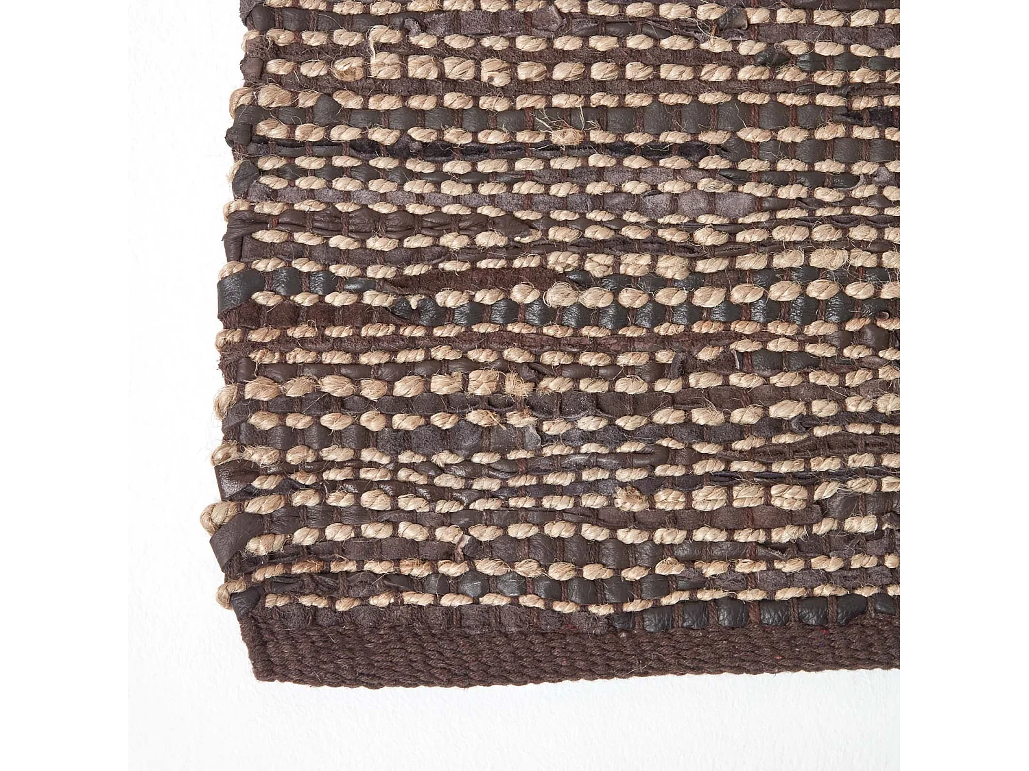 Homescapes Madras Leather Hemp Rug Brown, 120 x 180 cm