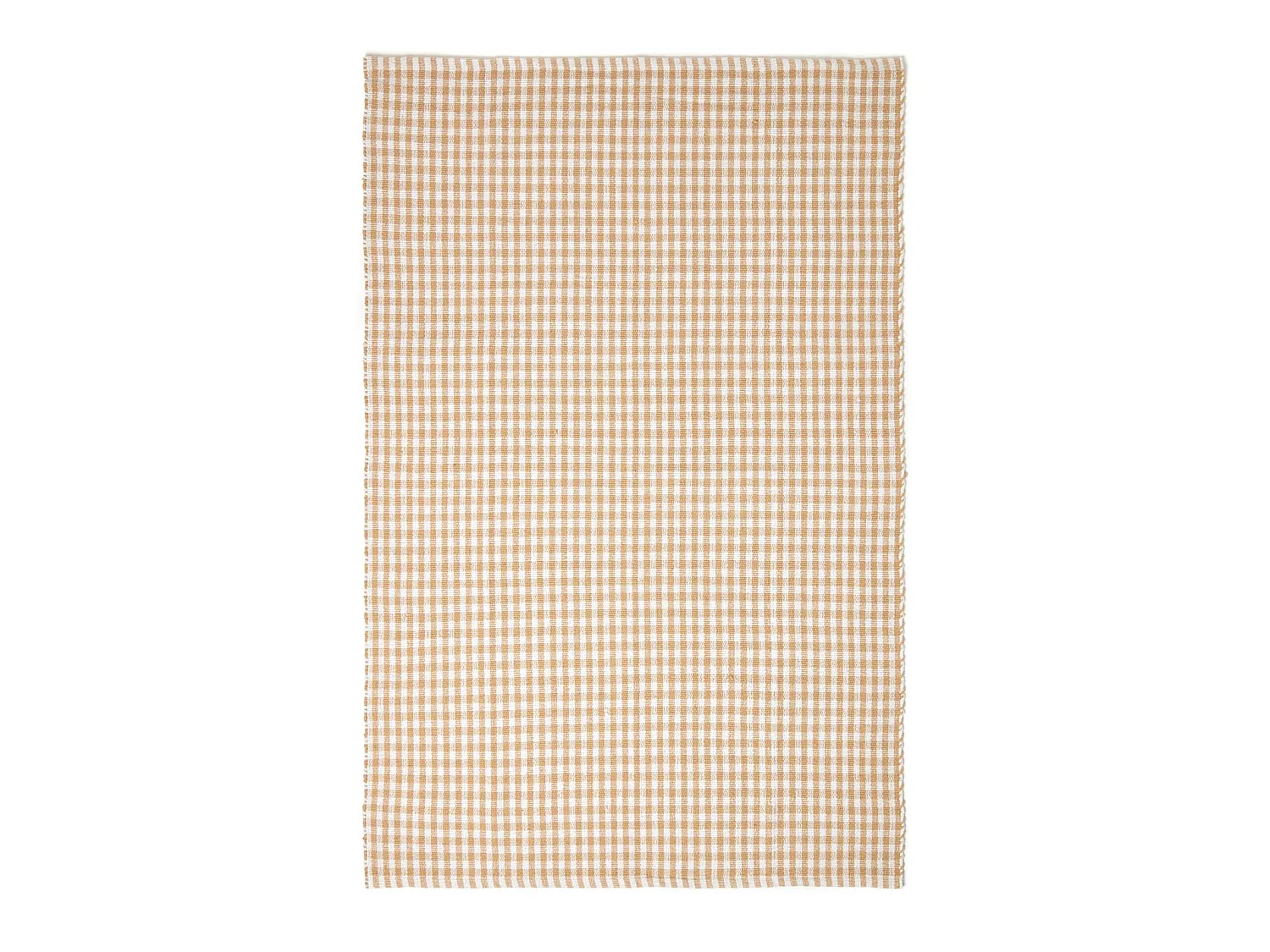 Homescapes Cotton Gingham Check Rug Hand Woven Beige White, 70 x 120 cm