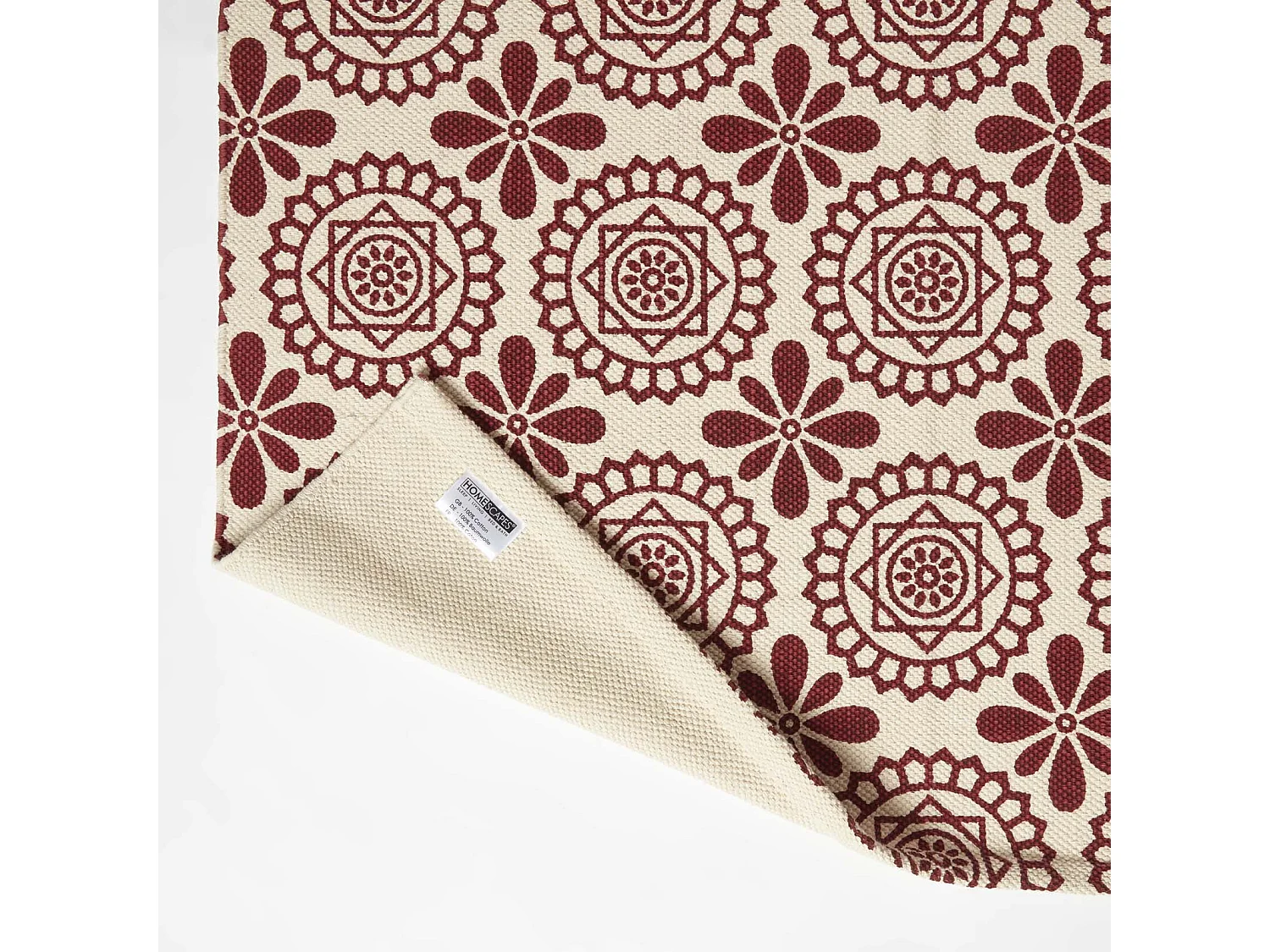 Homescapes Cassia Red Handwoven Cotton Geometric Rug 120 x 170 cm
