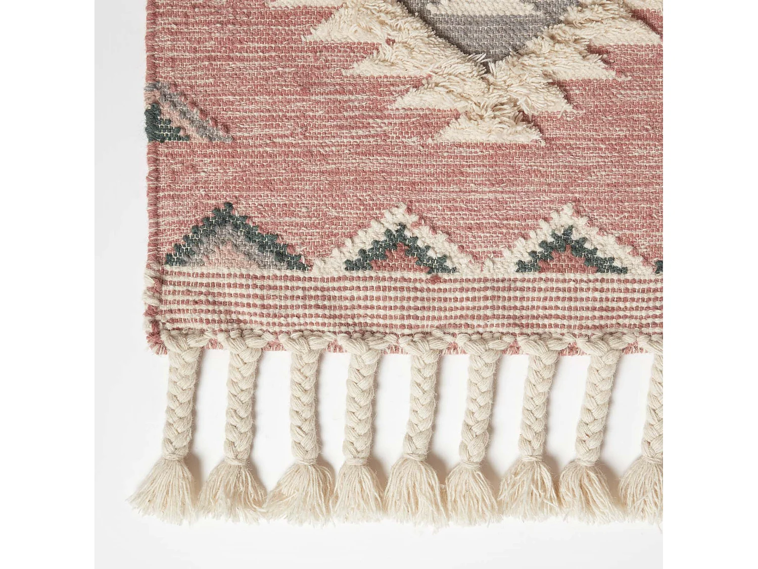 Homescapes Pali Pink Kilim Runner Wool Rug 66 x 200 cm