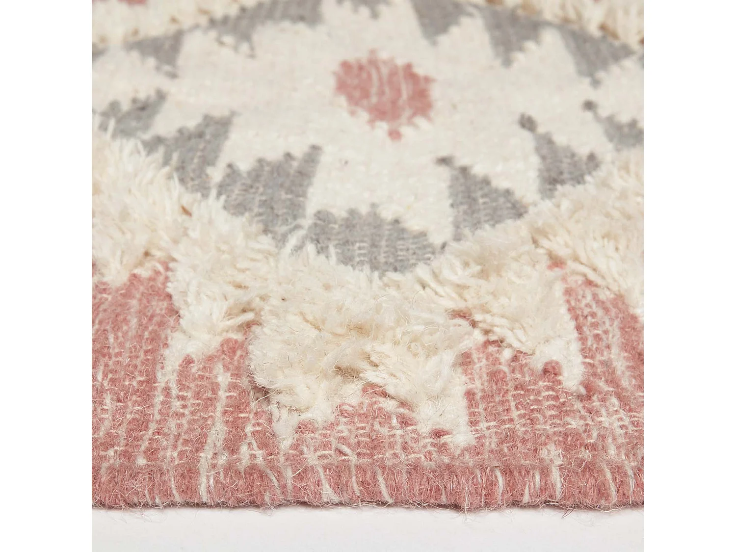 Homescapes Pali Pink Kilim Runner Wool Rug 66 x 200 cm