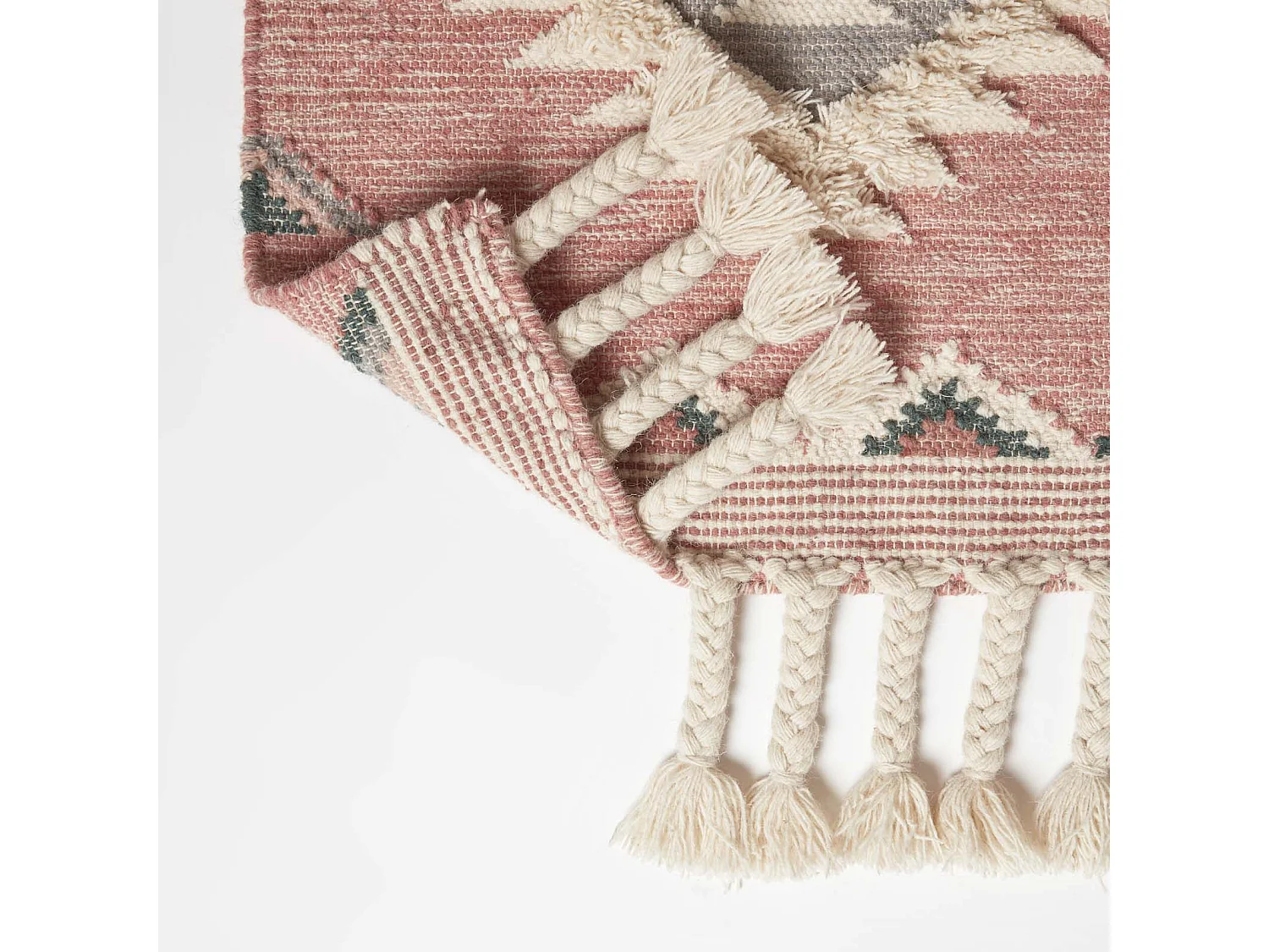 Homescapes Pali Pink Kilim Runner Wool Rug 66 x 200 cm