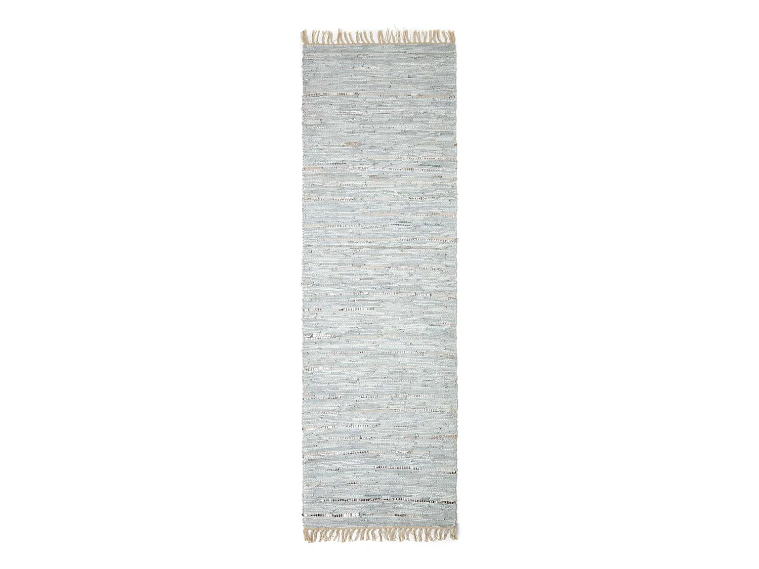 Homescapes Leather Glitter Rug Silver and Natural, 66 x 200cm Runner