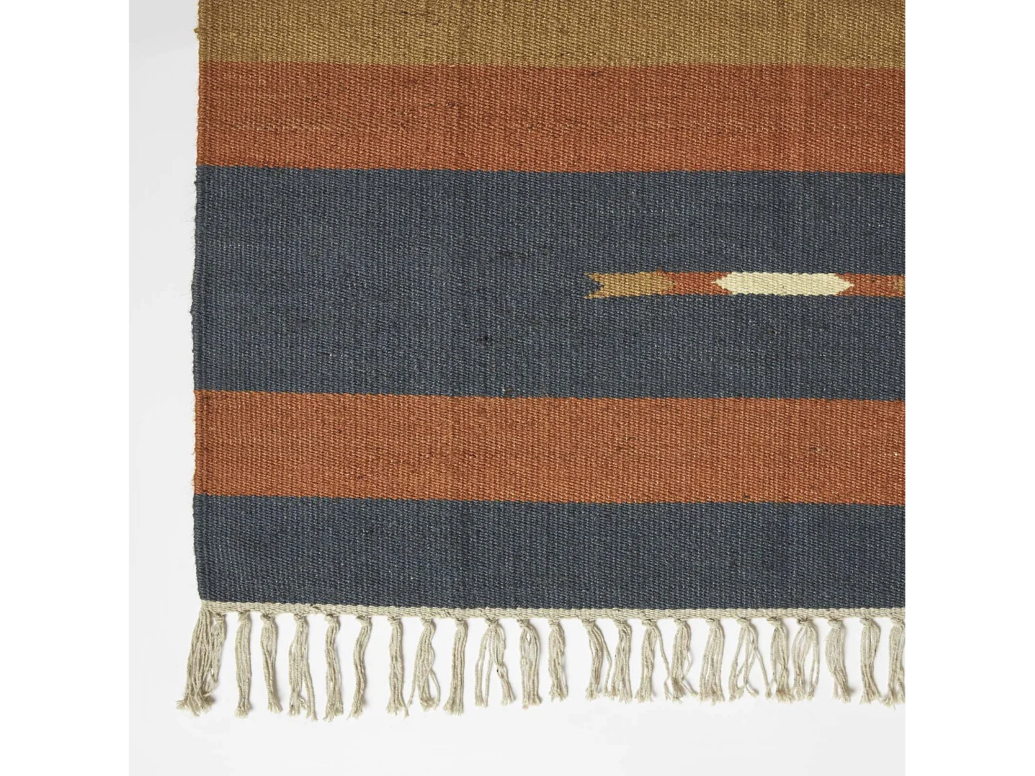 Homescapes Lundi Orange & Blue Kilim Cotton & Jute Rug 90 x 150 cm