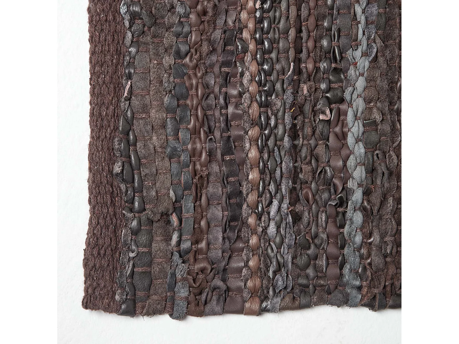 Homescapes Denver Leather Woven Rug Brown, 90 x 150 cm