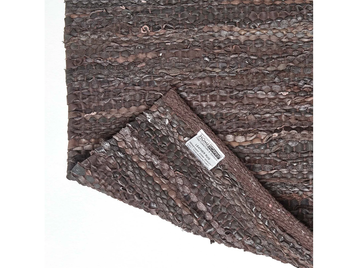 Homescapes Denver Leather Woven Rug Brown, 90 x 150 cm