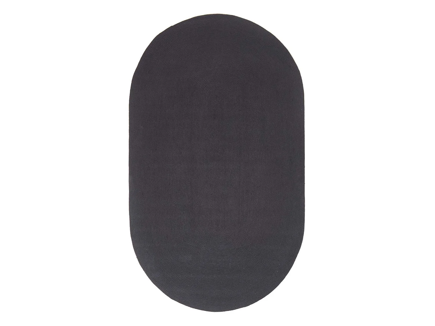 Homescapes Black Handmade Woven Braided Oval Rug, 60 x 90 cm