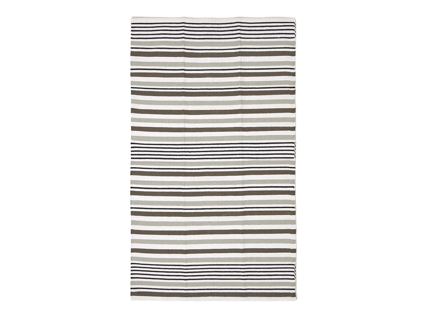 Homescapes Modern Black Grey Scandinavian Style Striped Cotton Rug, 120 x 180 cm