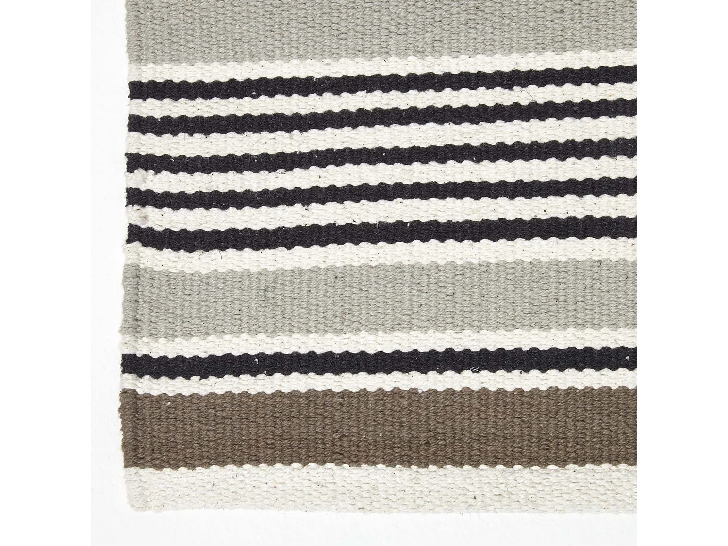 Homescapes Modern Black Grey Scandinavian Style Striped Cotton Rug, 120 x 180 cm