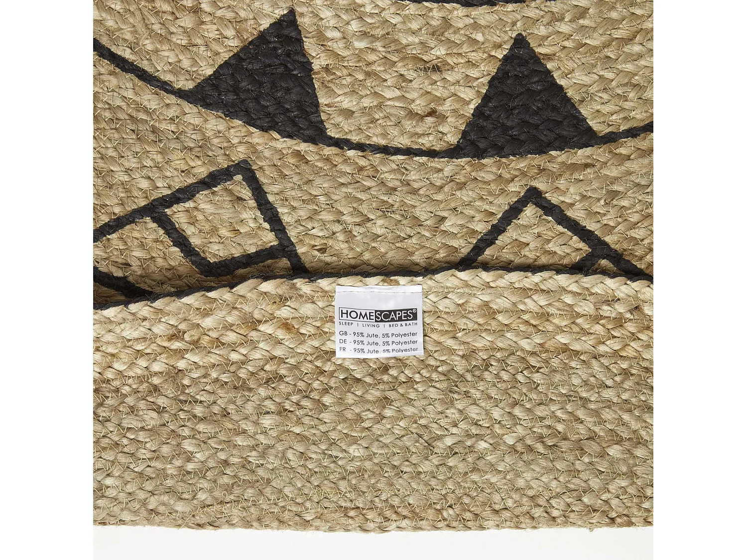 Homescapes Natural & Black Mandala Braided Jute Rug, 120 cm Round