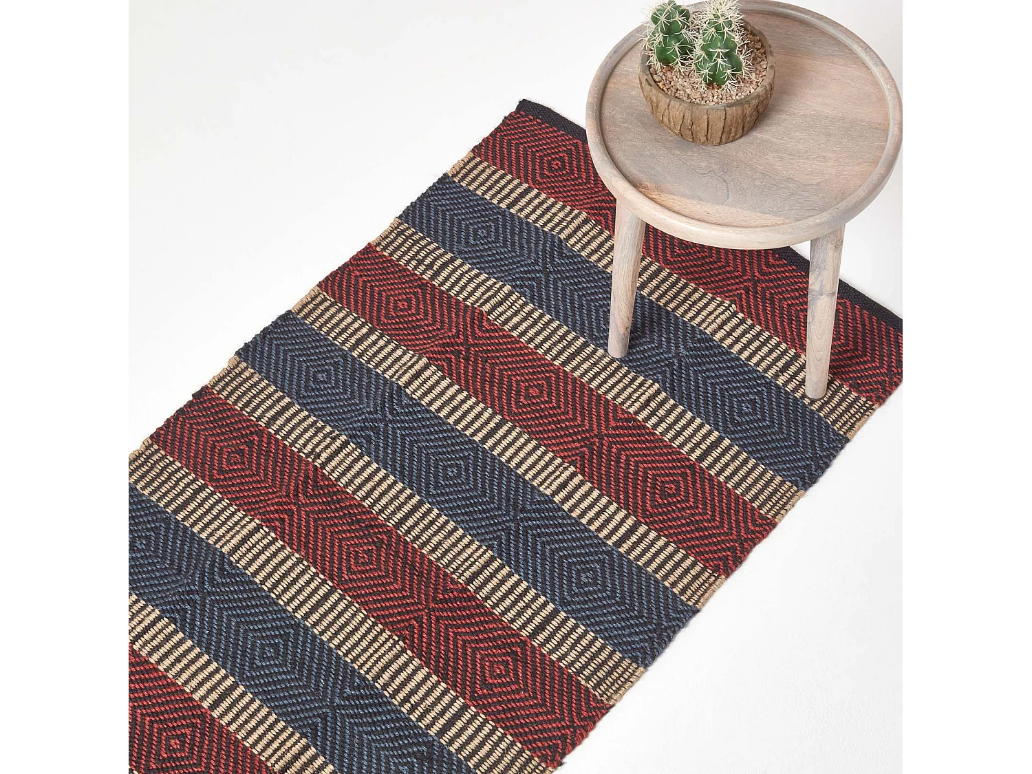 Homescapes Multicolour Striped Jute Rug, 66 x 200 cm