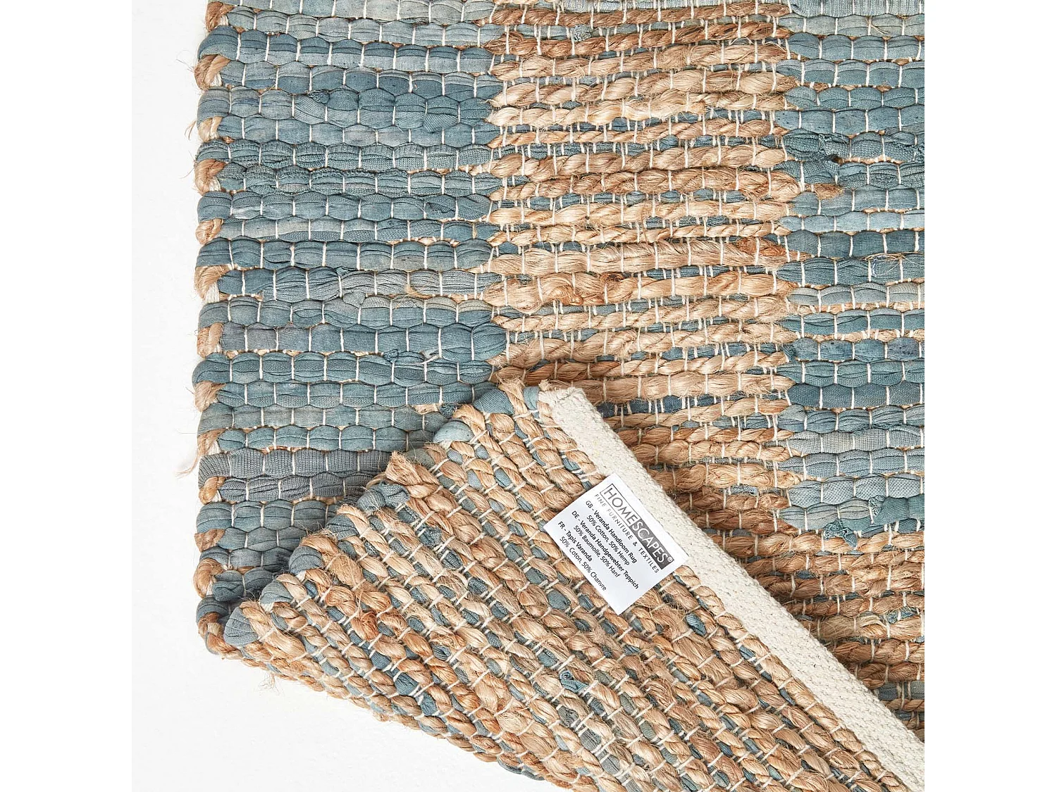 Homescapes Veranda Grey and Nude Hemp Chindi Rug, 160 x 230 cm
