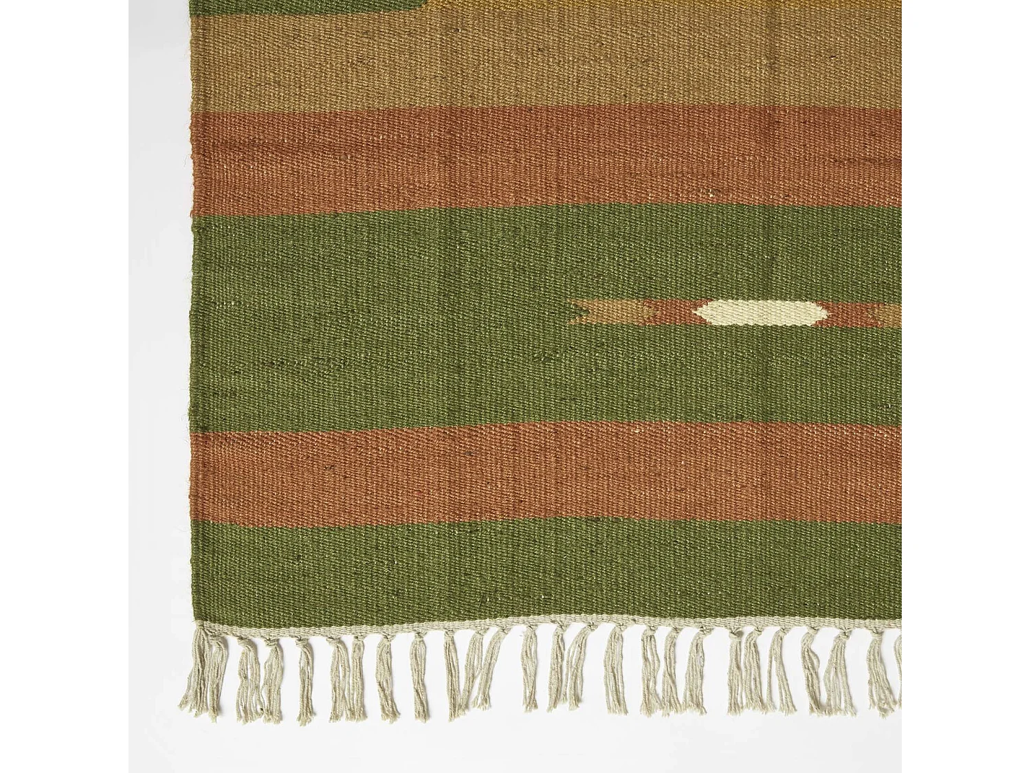 Homescapes Lundi Orange & Green Kilim Cotton & Jute Rug 160 x 230 cm
