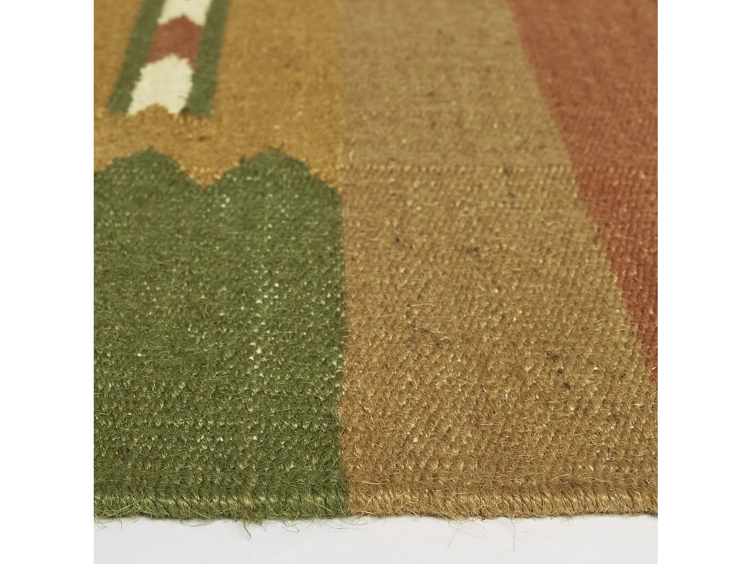 Homescapes Lundi Orange & Green Kilim Cotton & Jute Rug 160 x 230 cm
